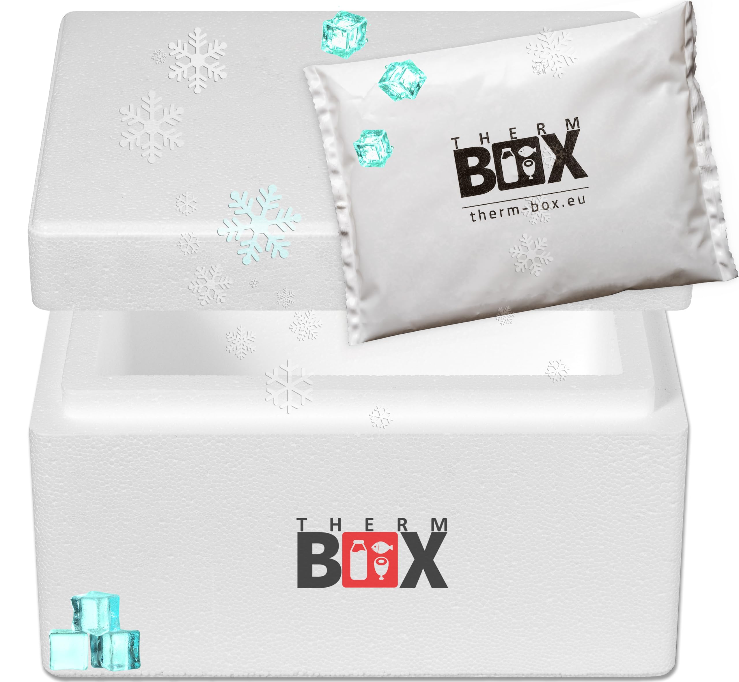 Scatole in polistirolo di diverse dimensioni da 2 fino a 88 litri, L - XXL, scatola termica, borsa frigo, bianco e nero, qualità professionale.