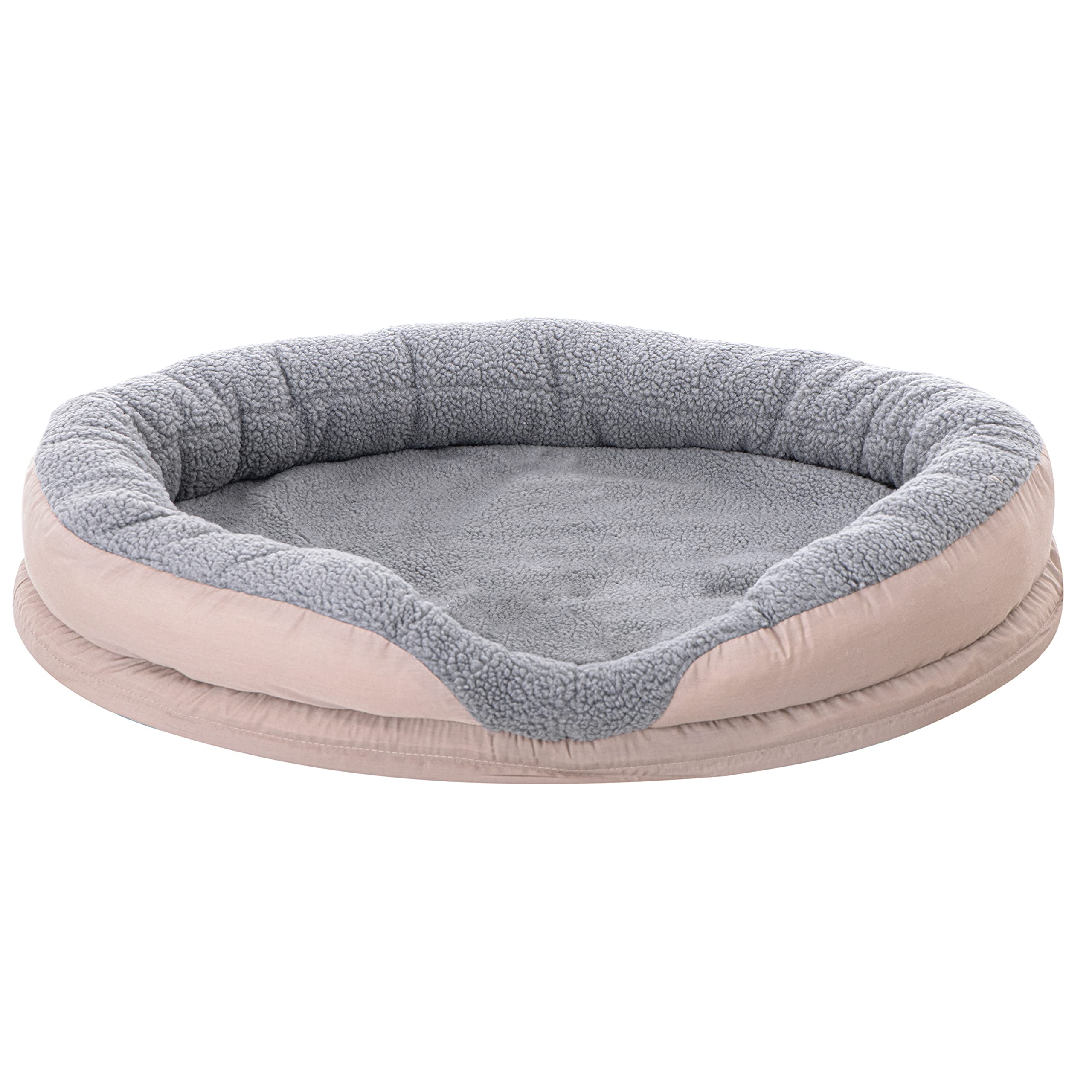 ADLER Camry CR7431 Letto per cani e gatti elettrico riscaldante rotondo 76 x 58 cm, riscaldamento per animali domestici, lana sintetica morbida, 18 W, bianco/marrone