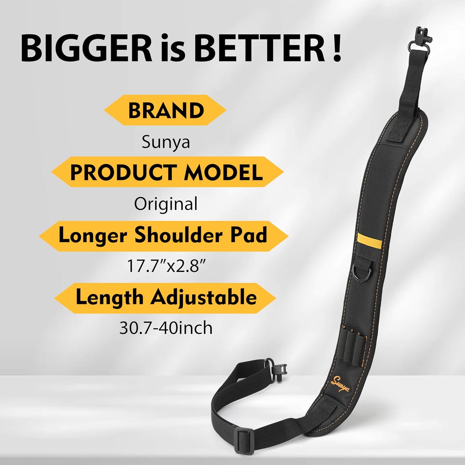 SUNYA Rifle Sling for Hunting - Two Point Gun Sling Strap with Swivels - Non-Slip Neoprene Padded Shoulder Pad with Shells Holder