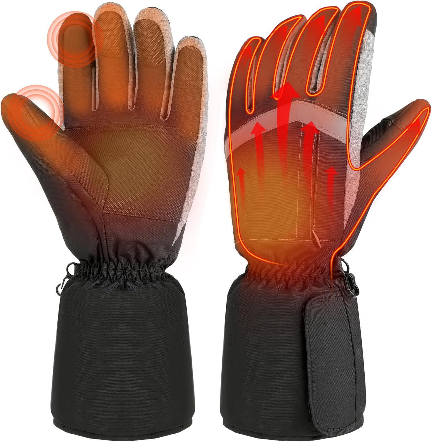 Heated Gloves for Men Women, Touchscreen Electric Waterproof Heating Gloves for Cycling Camping Motorcycle Driving