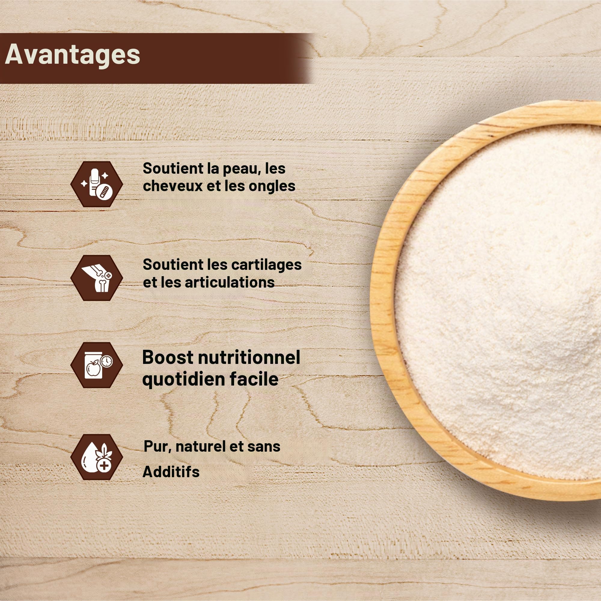 Hydrolysate de collagène - Tripeptide - 300 g - Bonne solubilité - Sans goût - Sans additifs - Du bœuf - Haute biodisponibilité - Seulement 2,5 g par jour (1 cuillère à café)