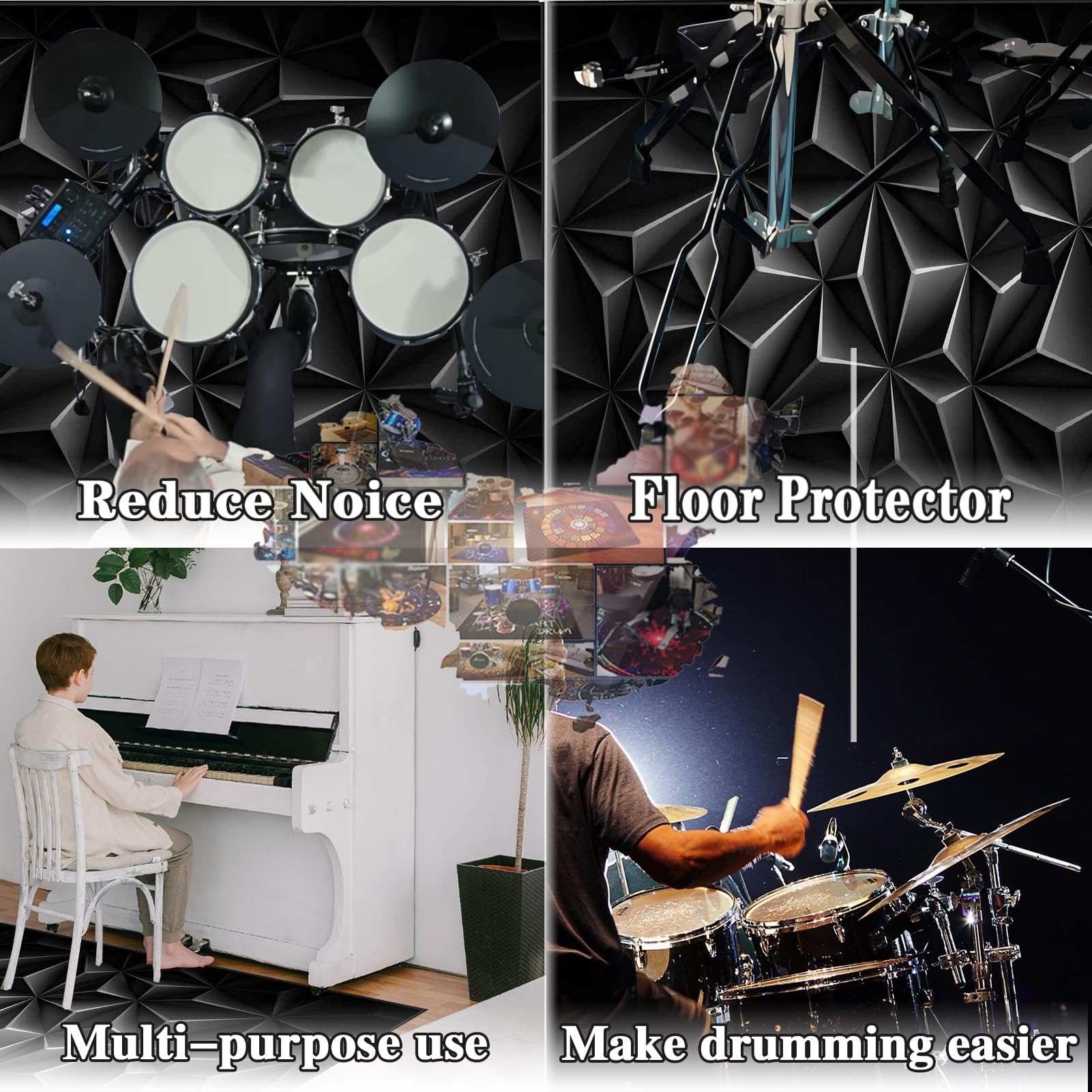 210 x 180 cm Tappetino per Batteria Elettronica Tappeto A Tamburo Tappeto Batteria Drum Tappeto Professionale per Tamburi Tappetino Antiscivolo Insonorizzato Drum Carpet Acustica Drum Rugs