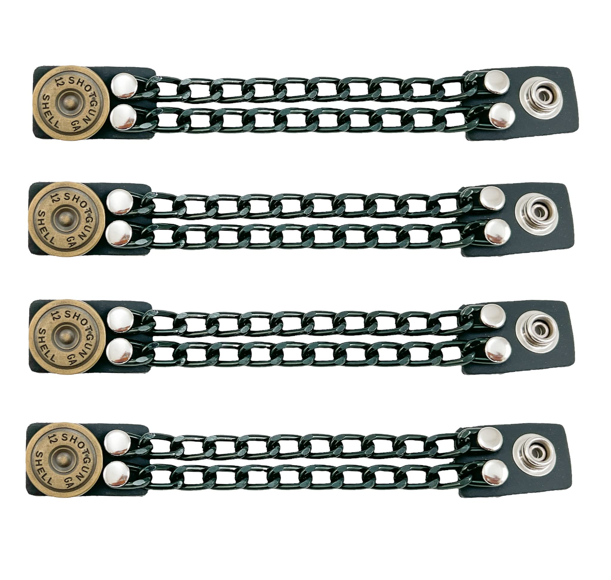 Funk Plus Motorcycle Vest Extenders Double Black Chain Regular Snap MC Jacket Made in USA (6