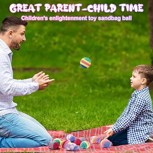 Miniatura 5 de Hiboom 20 unidades de Hacky Ball multicolor de ganchillo de punto malabarismo bolsas de malabarismo con patrones geométricos surtidos bolsas de