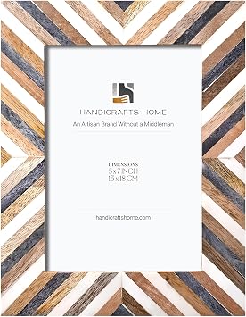 Handicrafts Home Handmade Chevron Bone Inlay Vintage 5x7 Wood Picture Frame