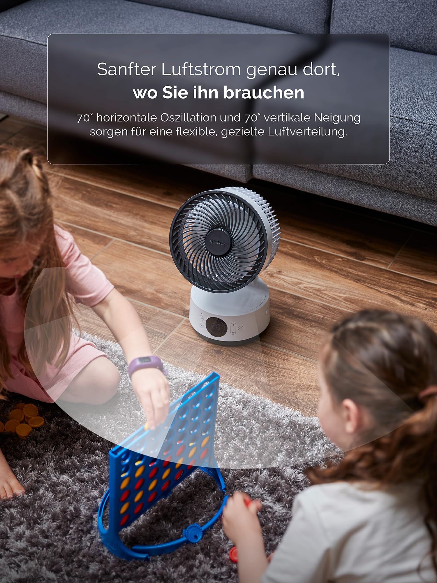MeacoFan Sefte 6 Tischventilator 21 cm austauschbarer Akku 26 Std. Laufzeit leise 22 dB energieeffizient 1-18 W