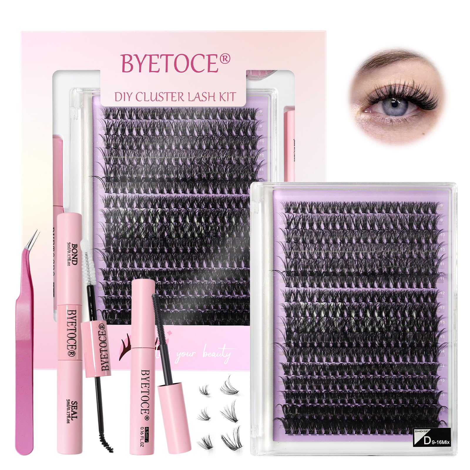Eyelash Extension Kit 320Pcs False Eyelashes 9-16 Mix 30D-40D-50D Wispy Fluffy Faux Mink Lashes C Curl Diy Lash Extension Kit Natural Look Fake