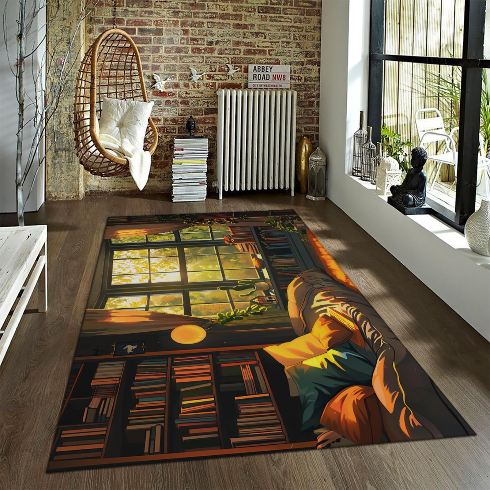 Tapis de style cabane rustique pour coin lecture chaleureux 140x220cm