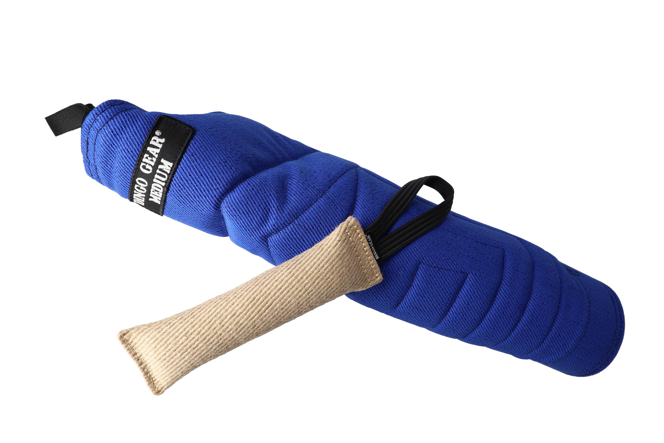 DINGO GEAR Set: Medium Hard Nylcot Bite Sleeve with Jute Tug Toy, Bite Training Tools for IGP Dog Sports Services, Level 4 Advanced - Blue & Ecru (S10052)
