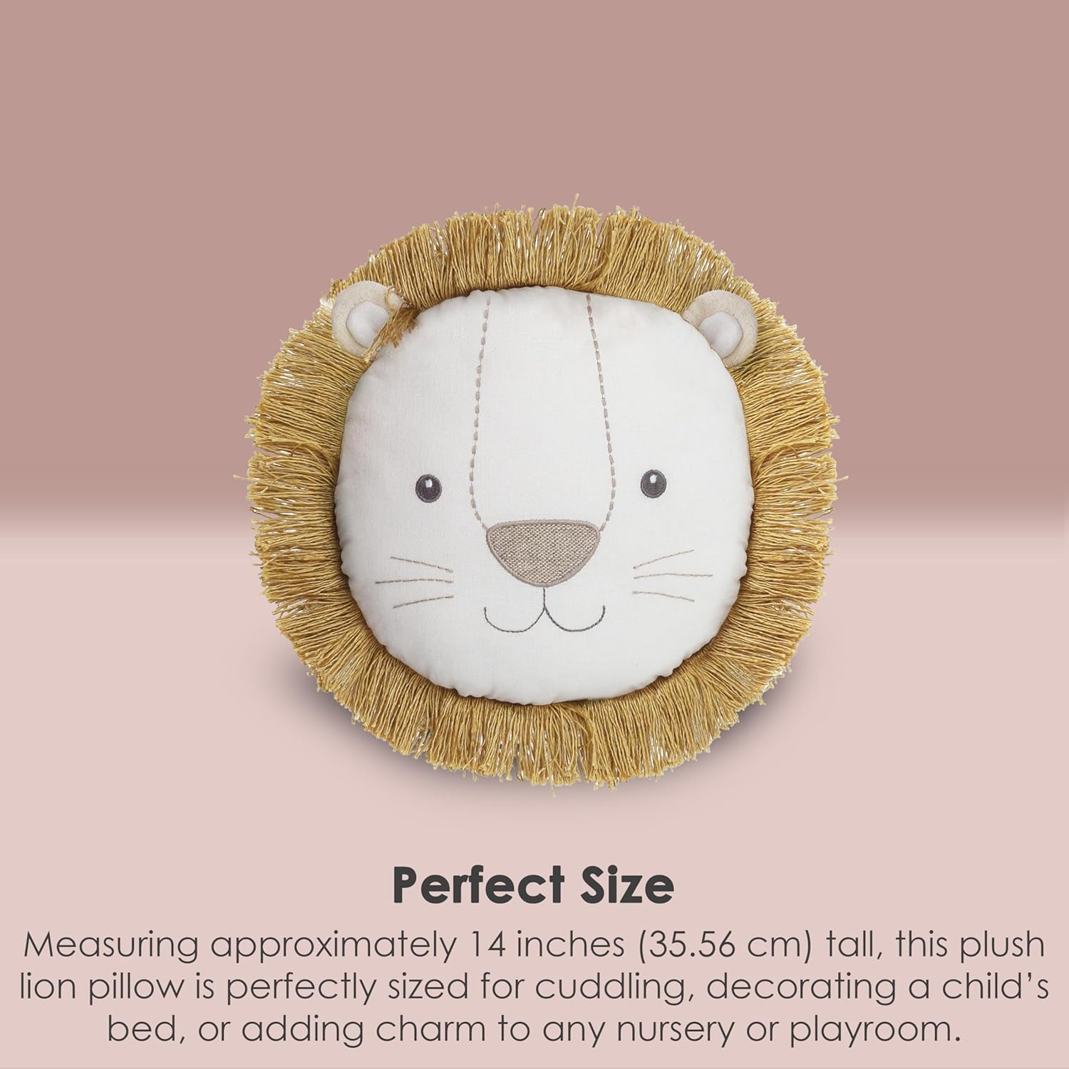 MON AMI Leopold Lion Décor Pillow – 14” |Plush Stuffed Animal Hugging Pillow, Decorative Cushion for Child’s Nursery, Bed & Cute Couch or Room Décor