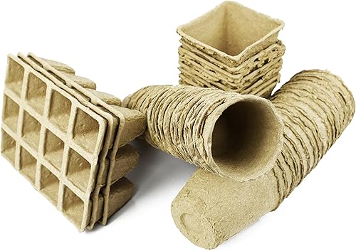 Miniatura 4 de Juego de 31 macetas de turba biodegradables y ecológicas. Bandeja de 12 macetas de 3 pulgadas - Macetas de turba recicladas no blanqueadas perfectas