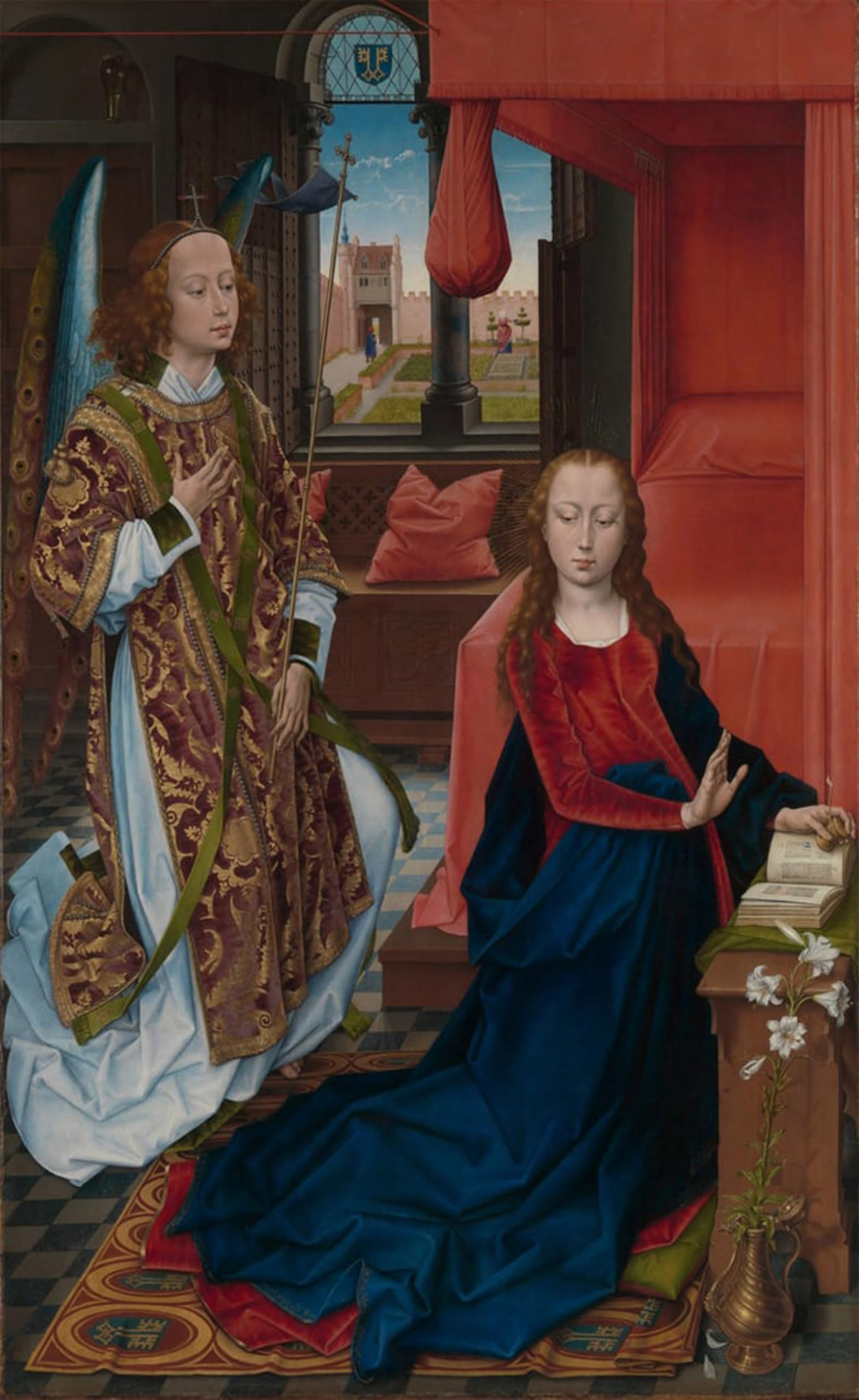 Serendipitp No Frame Abstract Painting Mural Print Picture Wall Decor Painting Annunciation By Hans Memling Vintage Wall Artwork For Home Decor 60X90cm