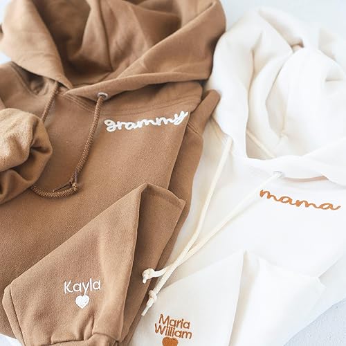 Miniatura 4 de NAZENTI Custom Embroidered Mama Sweatshirt, Custom Embroidery Mom Sweatshirt, Minimalist Neckline Sweater, Mothers Day Shirt