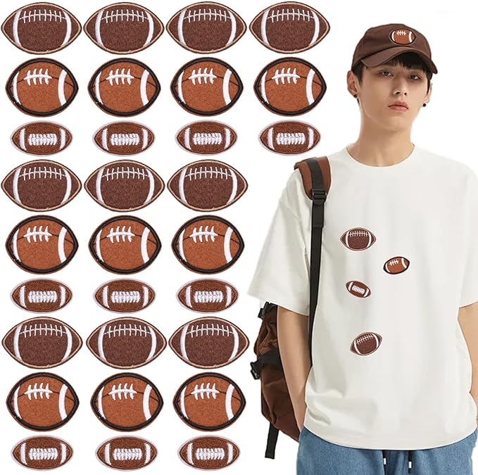KuuGuu 30 PCS Football Patches Chenille Rugby Embroidered