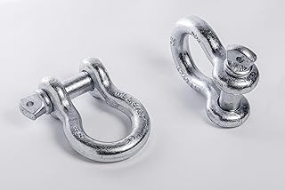 2 Pack - Galvanized - Bow Shackle 7/8" inch ALFA Wheels D-Ring Rugged WLL Working Load Limit 6.5 Tons 14300 lbs-1" Screw Threaded Pin Heavy Duty Lifting Rigging Tow Recovery Anchor