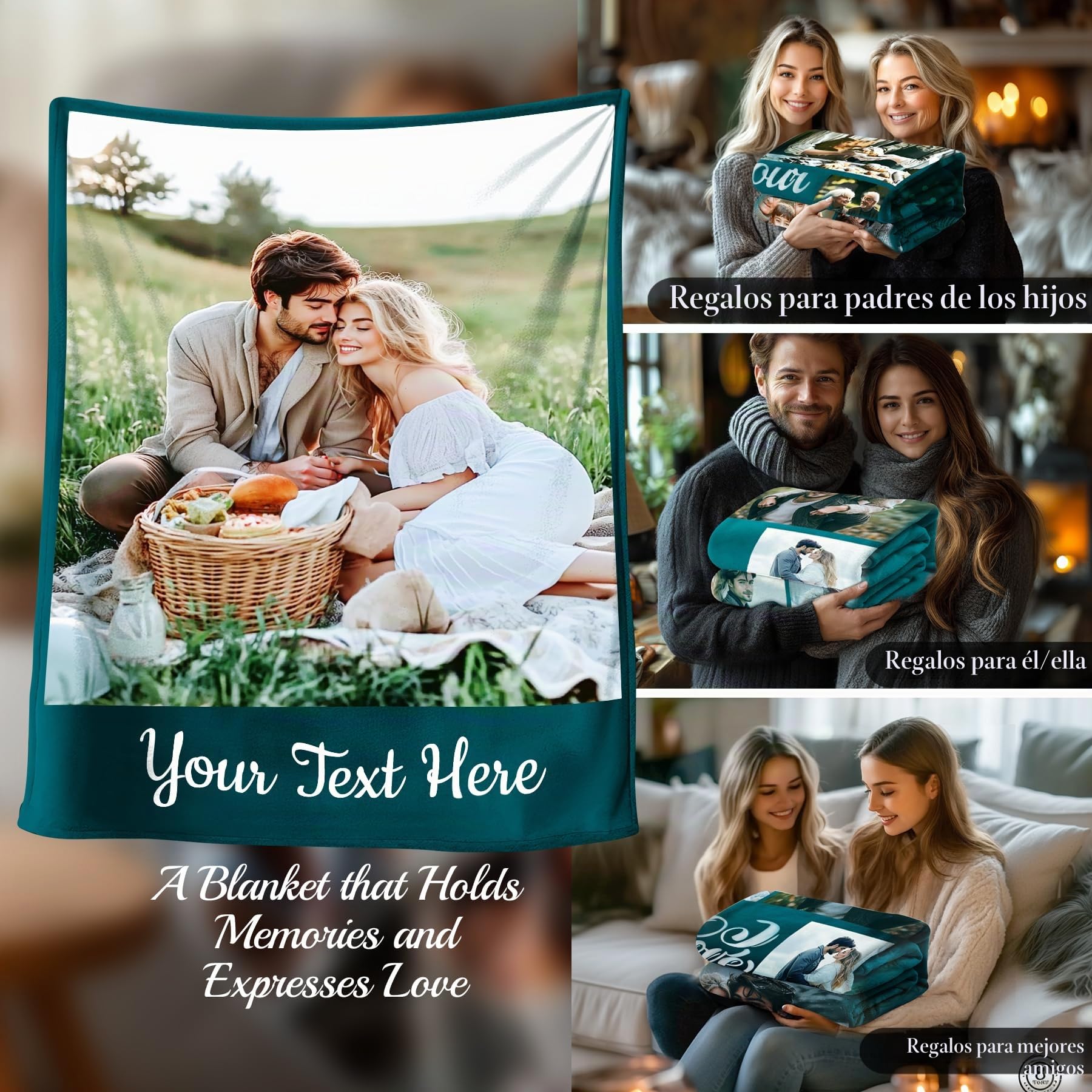 Manta Personalizada con Fotos de 150x200cm - Regalo Original para Novio o Novia en Cumpleaños - Elegante Presente para la Día de la Madre y Regalo Práctico para Papá (1 Foto)