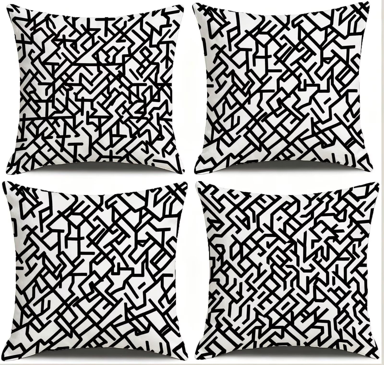 Cojines Exterior En Blanco Y Negro Funda Almohada 45x45 Juego de 4, Cod-449