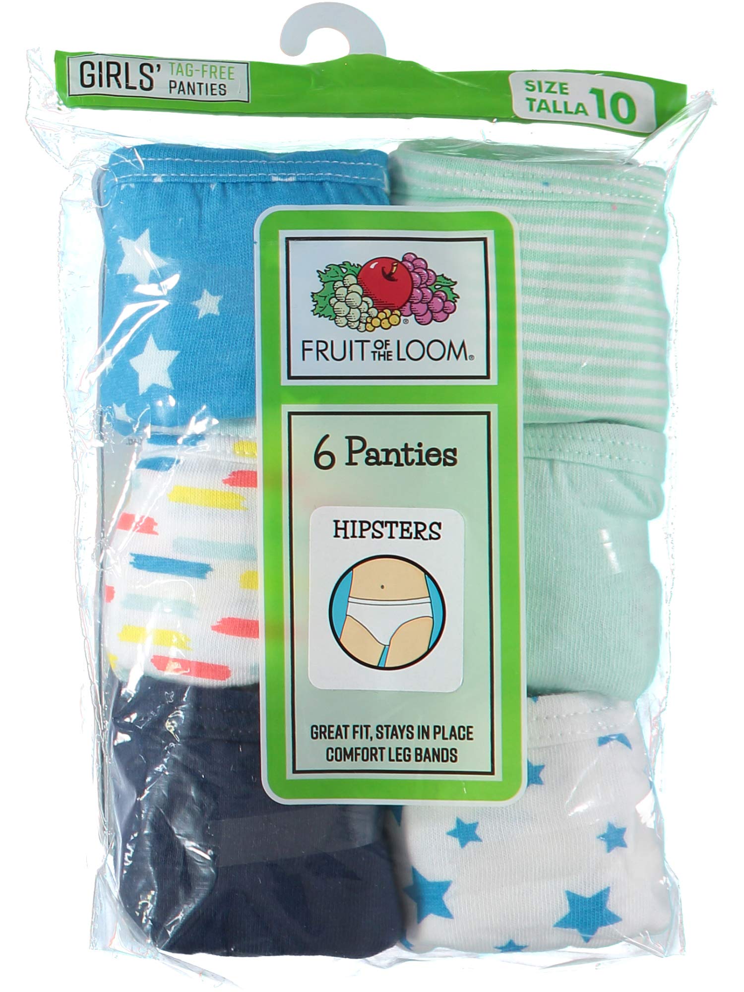 Fruit of the Loom Biancheria intima hipster da ragazza in cotone (confezione da 6 hipster (assortiti), 14, Confezione da 6 hipster (assortiti), 14