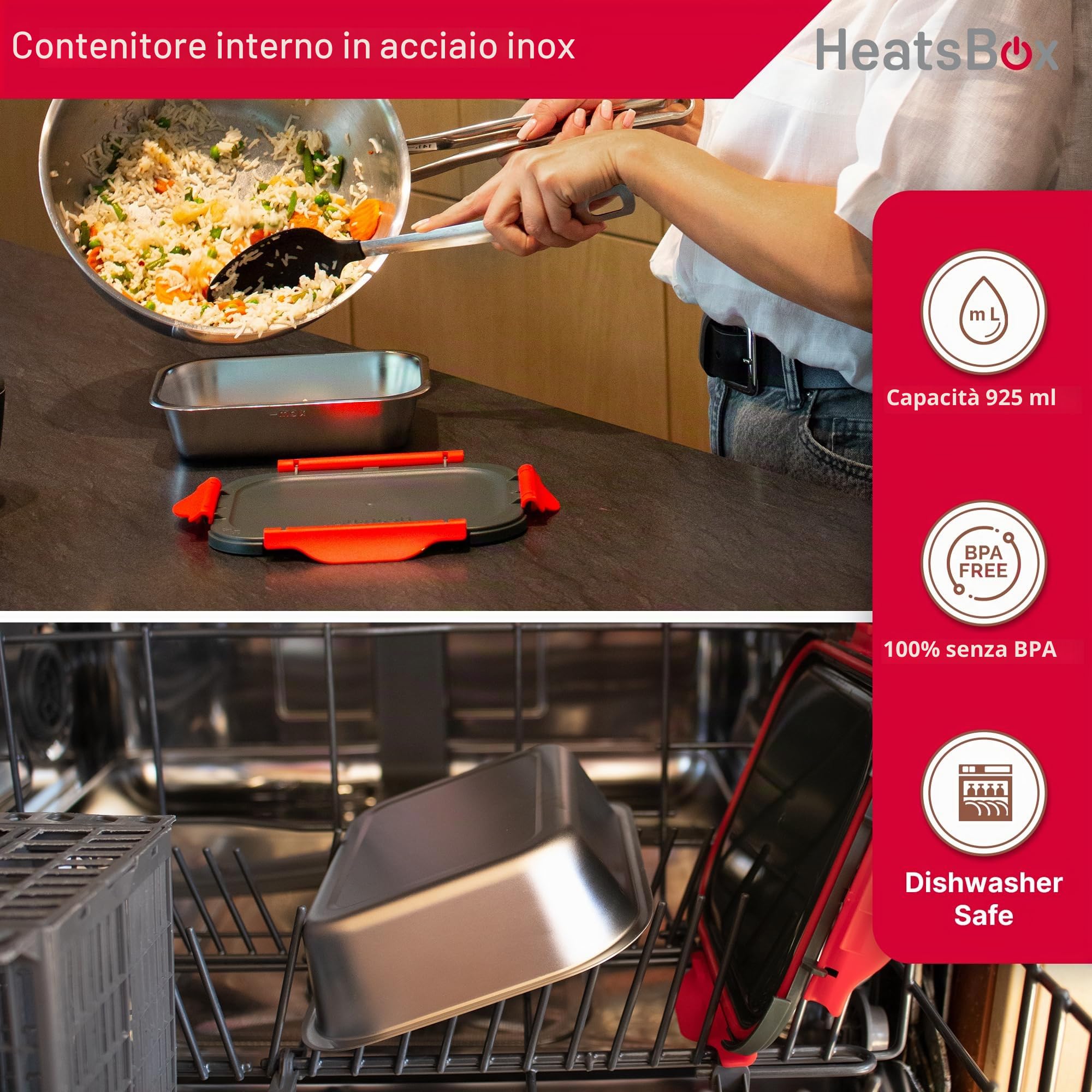 Faitron HeatsBox DRIVE 12V / 24V - Lunch Box Elettrico per Auto - Scaldavivande Controllato tramite App, Ciotola in Acciaio Inox a Prova di Perdite, Design Resistente per Pasti Fuori Casa