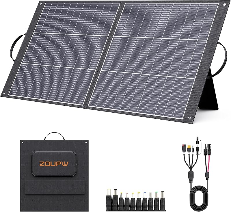 Panel solar portátil de 100 W tipo N 16BB, 25% de eficiencia, cargador solar plegable ultraligero de 7,98 libras para Jackery 300/EcoFlow River/Bluetti/Anker Solix, IP67 impermeable para RV Camping fuera de la red