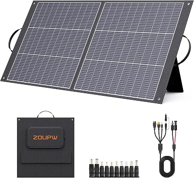 ZOUPW 100W Portable Solar Panel N-Type 16BB,25% Efffciency Ultralight 7.98lbs Foldable Solar Charger for Jackery 300/EcoFlow River/Bluetti/Anker Solix, IP67 Waterproof for RV Camping Off-Grid
