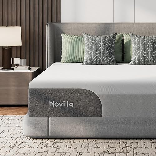 Miniatura 9 de Novilla Colchón tamaño King de 14 pulgadas, colchón de espuma viscoelástica de gel King en una caja con funda de nailon fresco al tacto para un