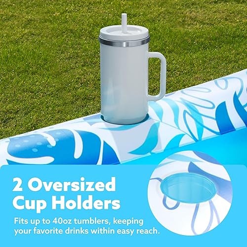 Miniatura 4 de Sloosh Flotador inflable para piscina, tumbona de bronceado para adultos, 85 x 57 pulgadas, flotadores de piscina extra grandes, bronceados, tina de