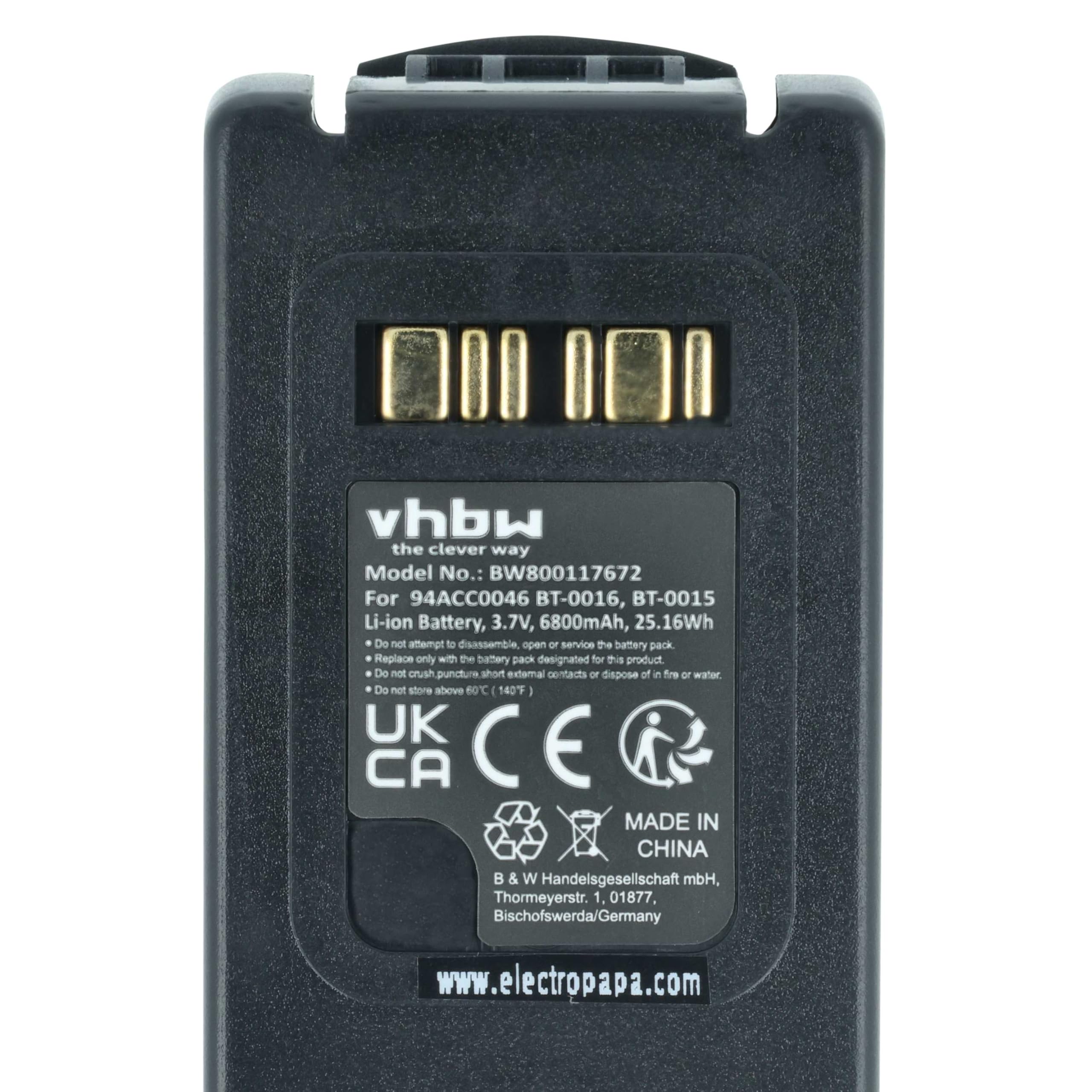 vhbw Akku Ersatz für Datalogic BT-0015 | BT-0016, 94ACC0046, 94ACC0048 für Barcodescanner POS (6800 mAh, 3,7 V, Li-Ion)
