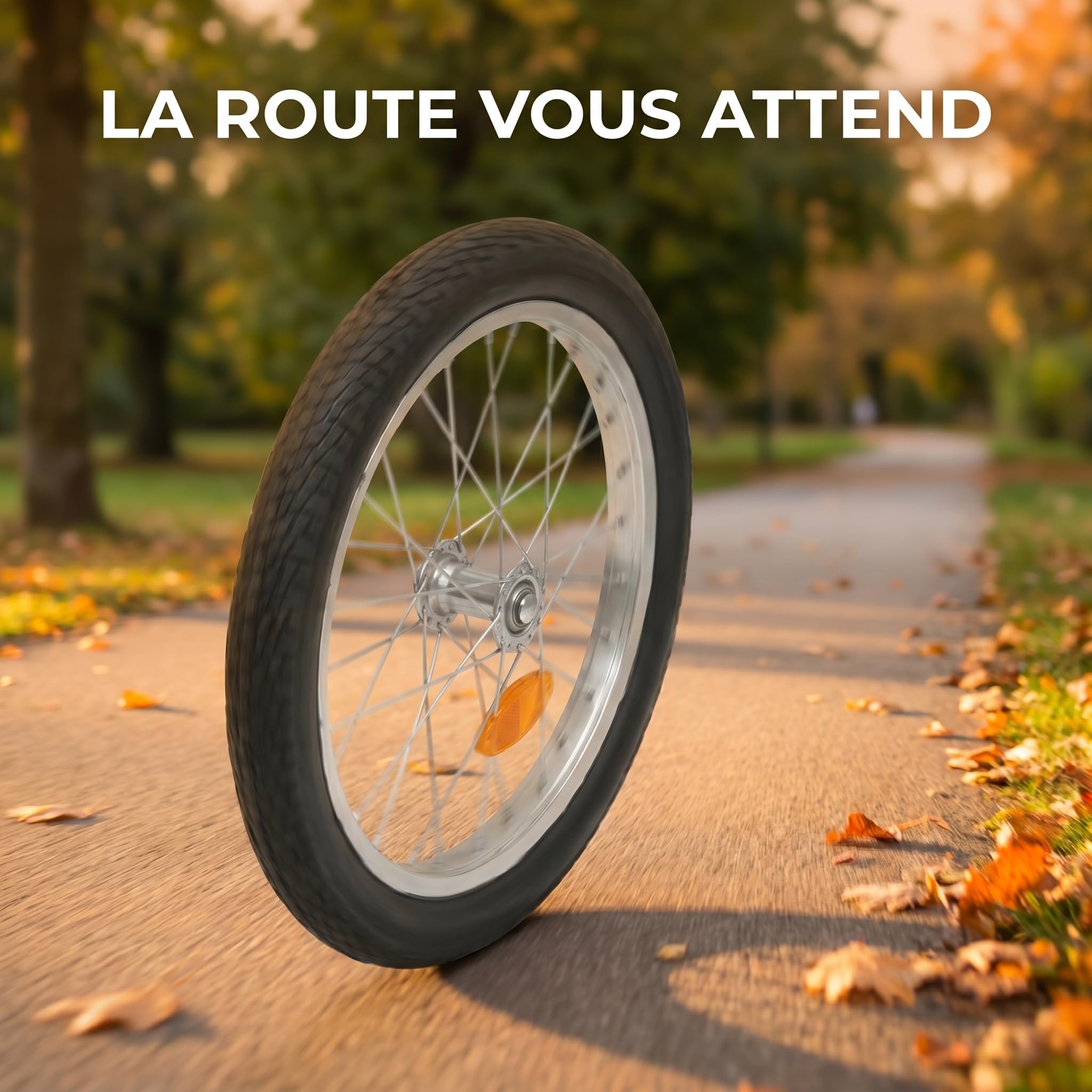 Roue de Remorque Vélo, Pneu Caoutchouc Antidérapant et Aluminium, Dégagement Rapide, Plaque Fixation Crochet, Structure Haute Résistance, pour Remorque Bicyclette Enfant ou Cargo, 14 Pouces