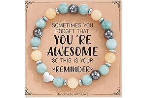Personalized Healing Stone Bracelet with Empowering Message Card - Valentine's Day Gift for Kids Girls