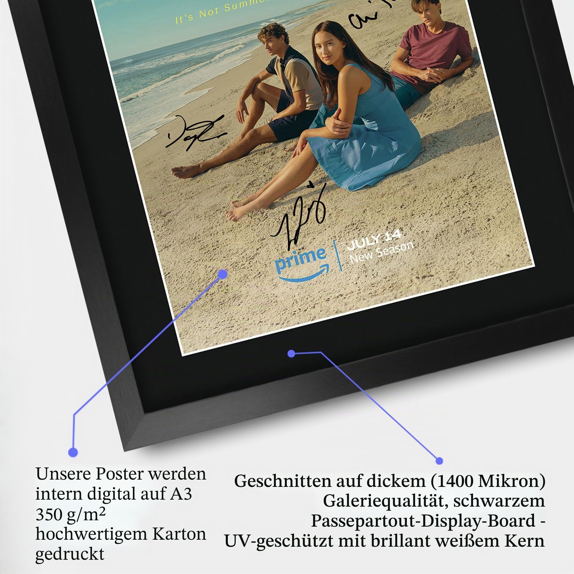 HWC Trading FR A3 The Summer I Turned Pretty Geschenke Gedrucktes Signiertes Autogramm Poster für Fans von Fernsehn Memorabilien - A3 Gerahmt