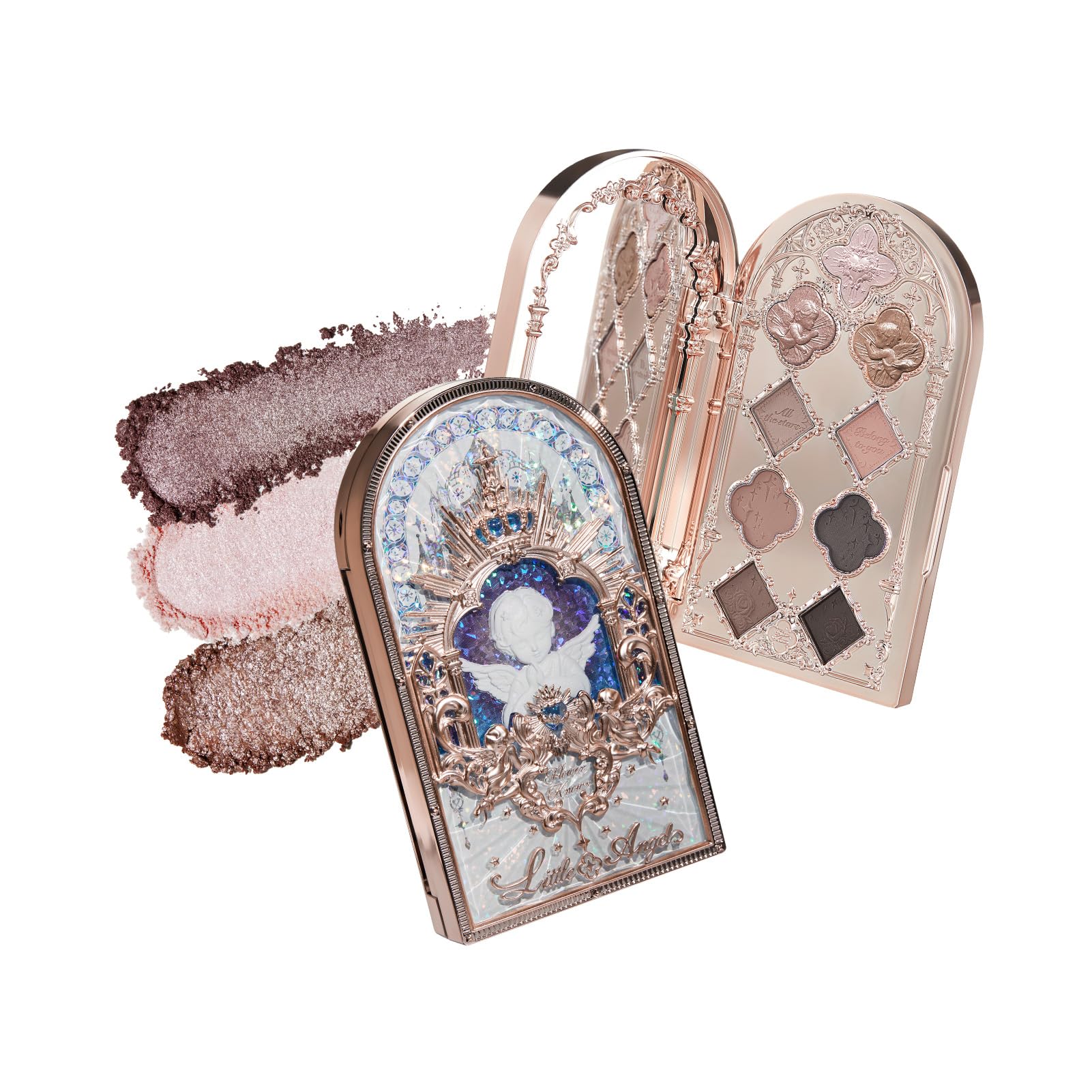 Little Angel 9-Color Eyeshadow Palette,Pink Beige Makeup Palette with 6 Matte + 3 Shimmer Shades,Blendable Smooth Cute Eye Makeup,0.37 Oz(01 Eden's Angel)