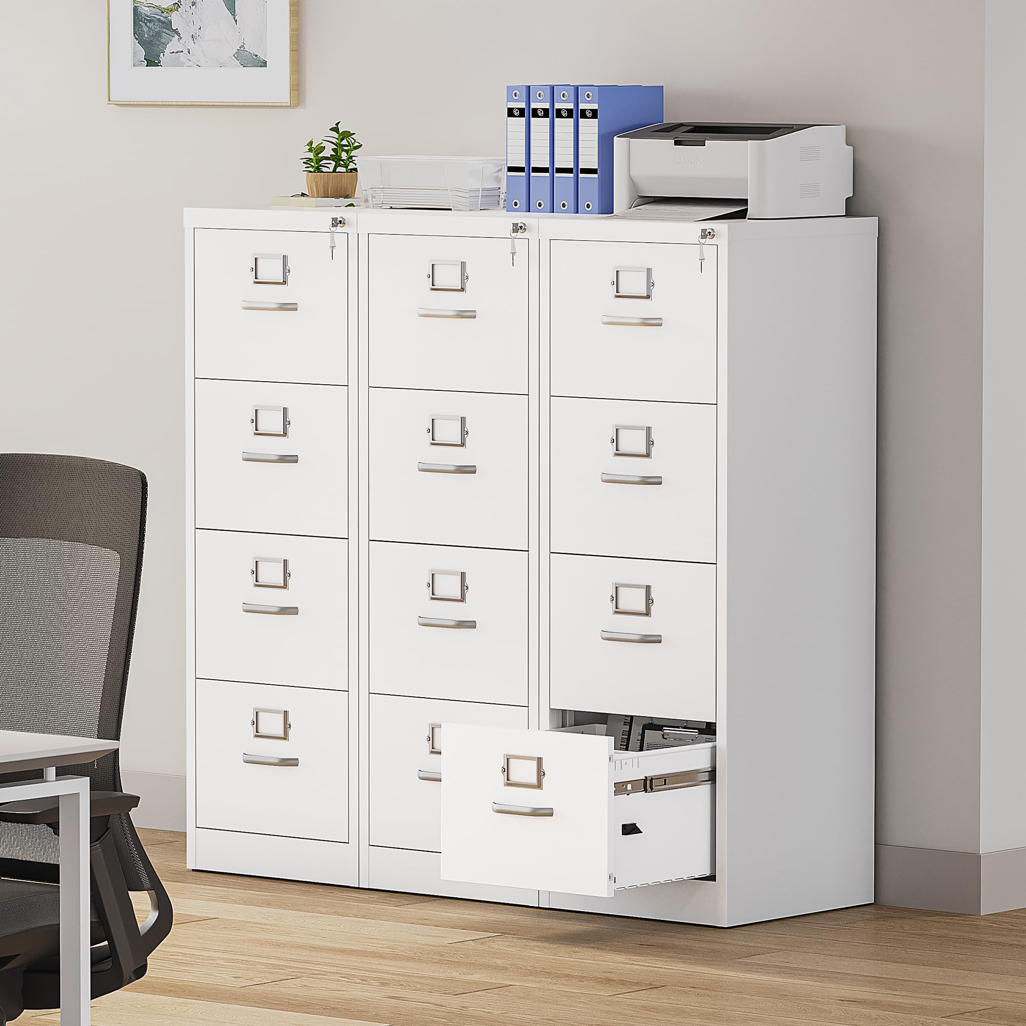 YITAHOME 4 Drawers Filing Cabinets, Lockable Vertical File Cabinet for Letter/Legal/A4 Size - Image 7