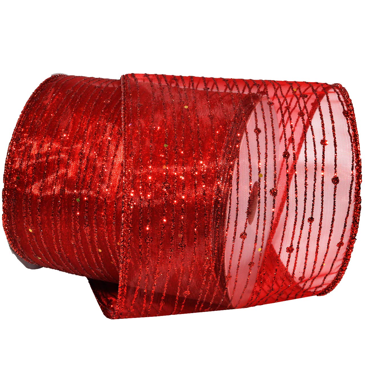 Morex Ribbon Twinkling Ribbon, 4" x 10 Yd, Red