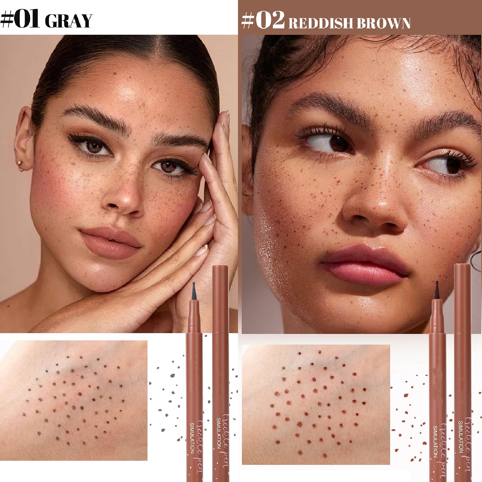 Freckle Simulation Makeup Pens Set, Fine Tip for Realistic Sun-Kissed Dots, Three Shades Kit in Dark, Medium - Image 2