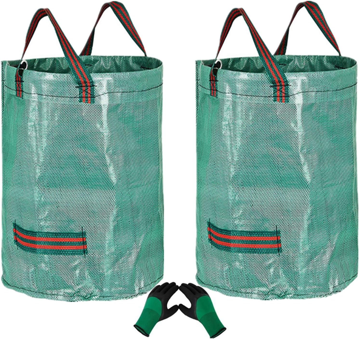 2Pcs 300L Heavy Duty Large Garden Waste Bags(H84cm,D67cm)&1 Gardening