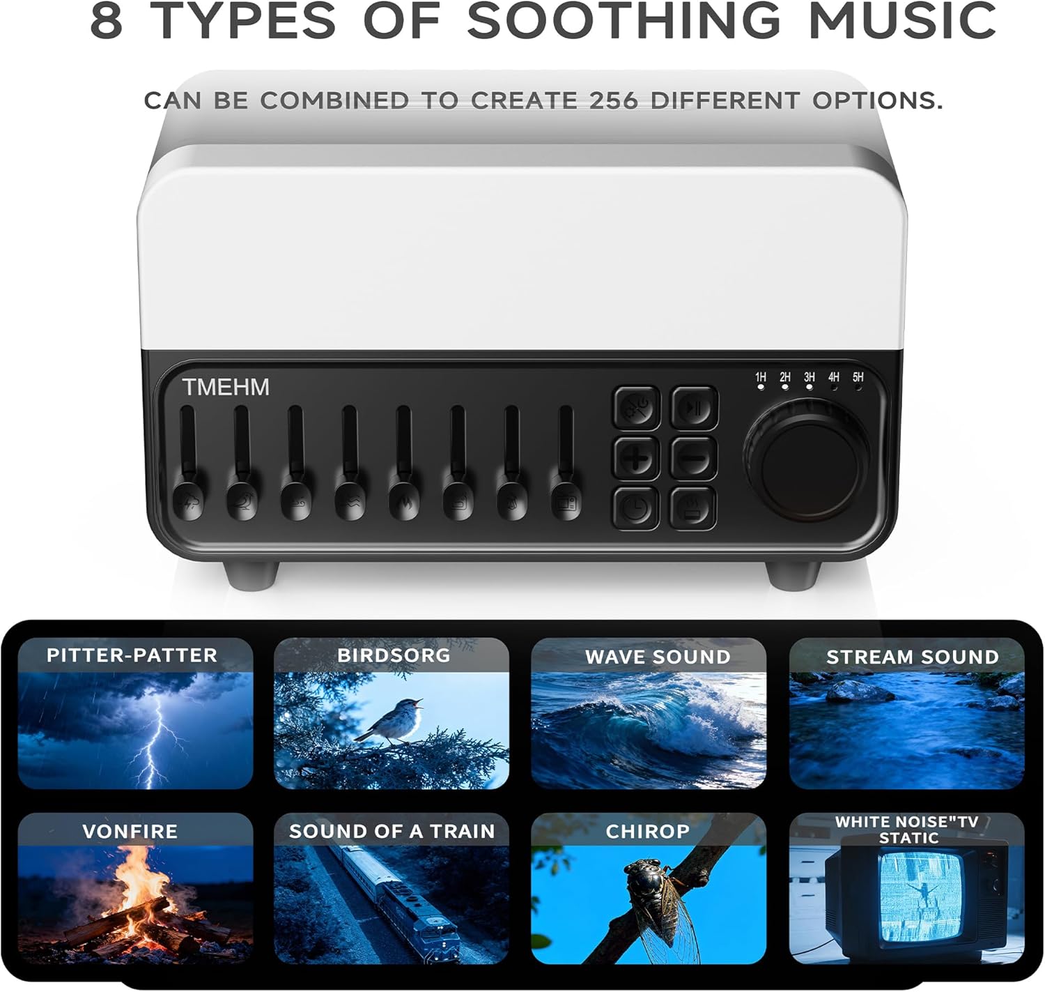 4-in-1 Sleep Sound Machine with White Noise & 8 Nature Sounds, Bluetooth Speaker, Night Light & Aroma Diffuser with Timer for Baby, Kids and Adults (Black)