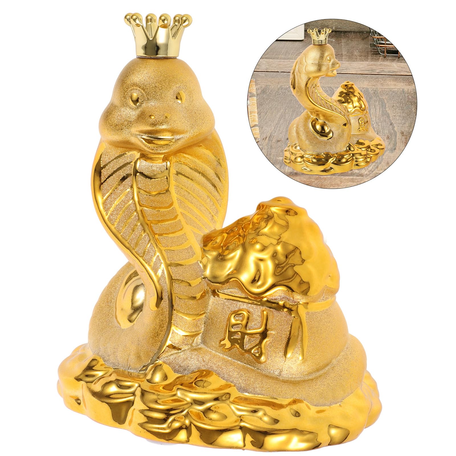 Abaodam Tirelire en Céramique Serpent Moyen, Récipient à Pièces Décoratif, Boîte à Économies pour Garçons, Statue Feng Shui Amulette, Organisateur D’épargne Familial, Présent Original