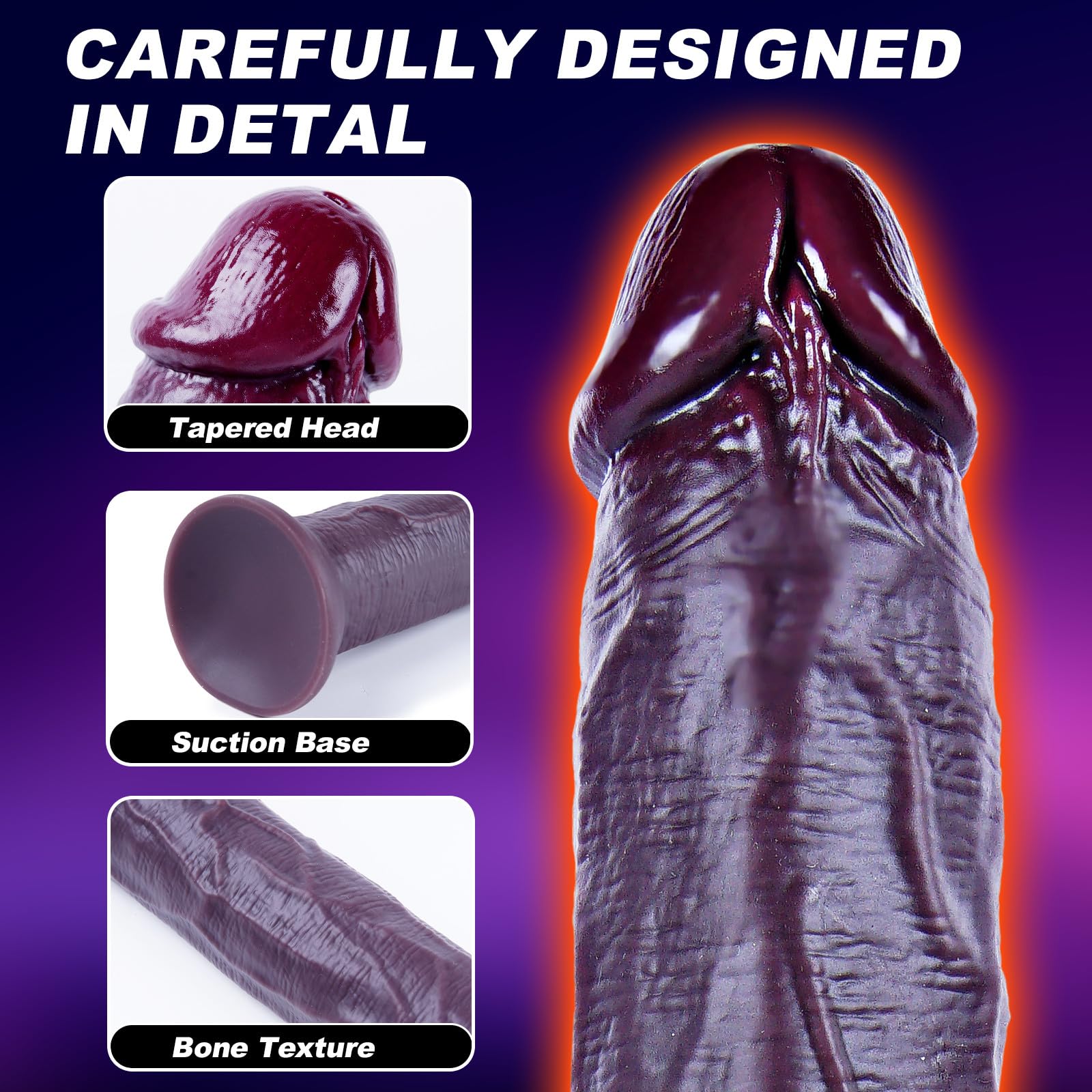 16.5" Extra Long Giant Dildo, Realistic Silicone Huge Dildo, Large Wide Anal Penis, Small Glans Thick Body Without Eggs,Fat XXL Big Penis with Strong Suction Cup,Adult Toys for Men/Women Advanced Use: Black