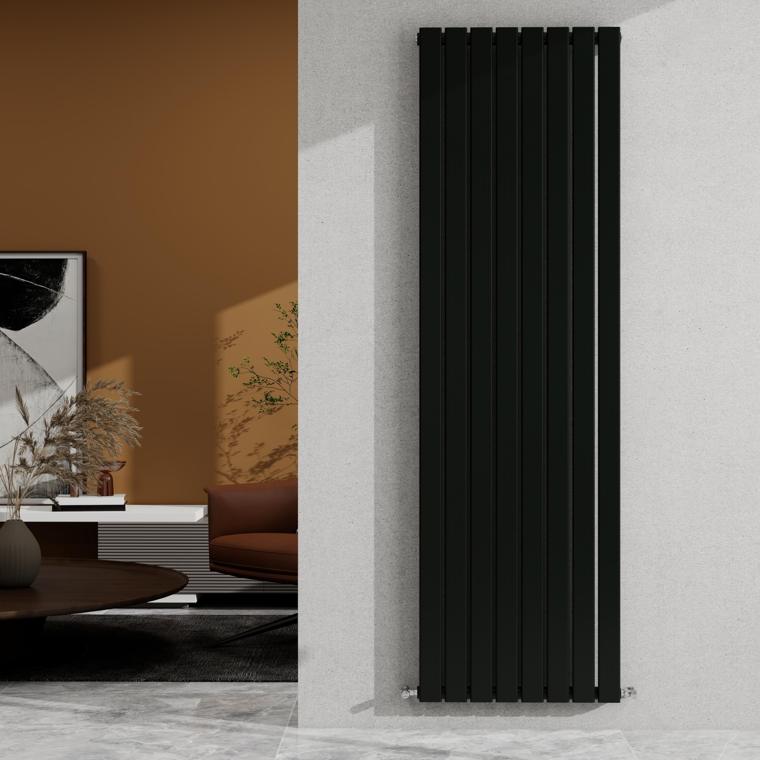 Sky Bathroom Black 1800×544Mm Vertical Designer Radiator Single Panel Modern Central Heating Flat Panel Rad 3903 Btu