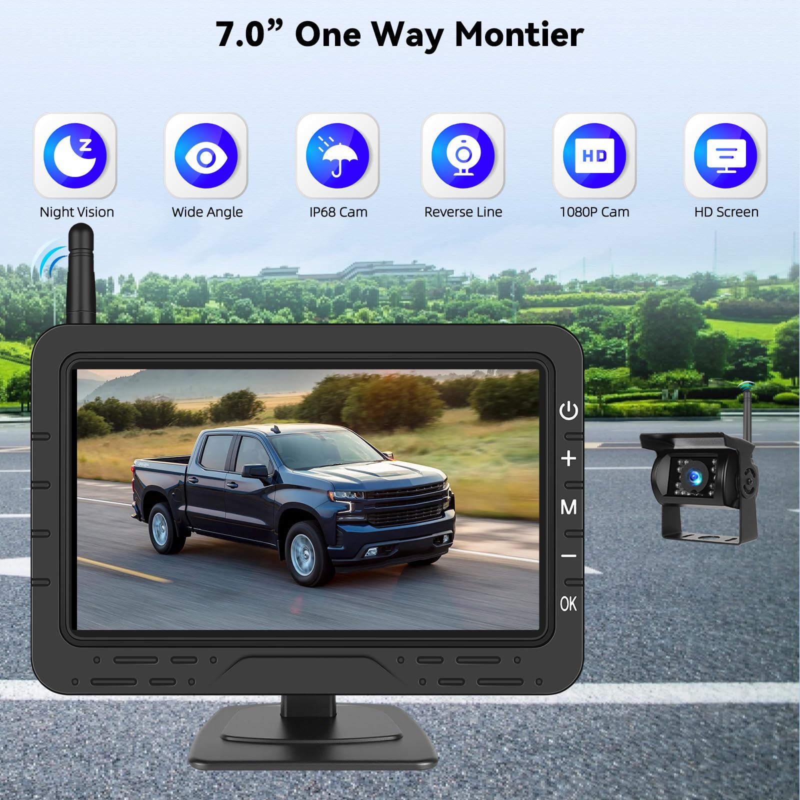 AHD Inalámbrico Cámaras Traseras para Coches con 4,3 Pulgadas de Señal Digital IP68 Impermeable de Visión Nocturna de Gran Angular de la Ventosa Puede DC12V Matrícula de la Cámara