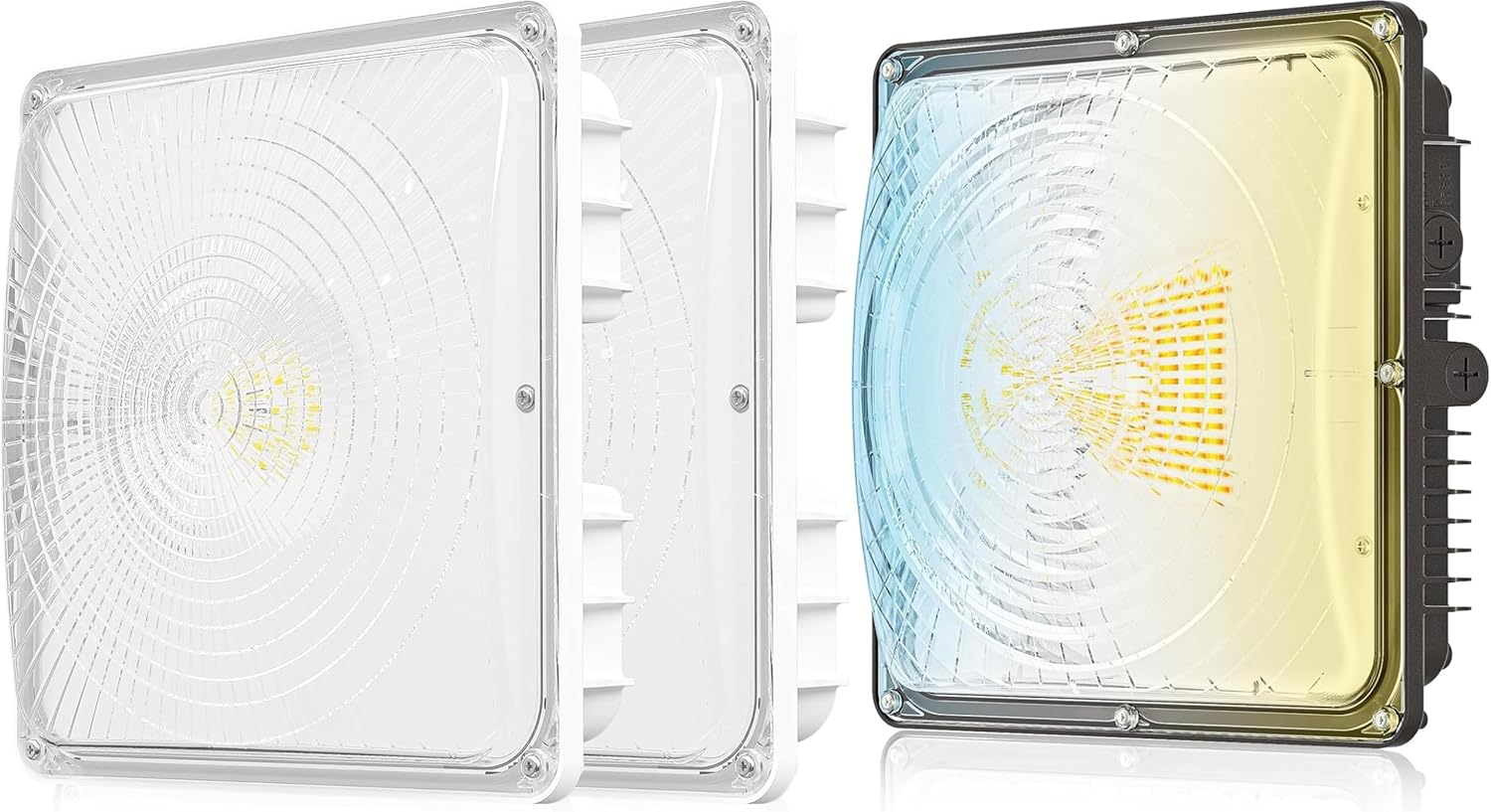 CINOTON 40W LED Canopy Lights UL Listed 2 Pack and 110W 85W 60W 40W Selectable LED Canopy Lights 1 Pack