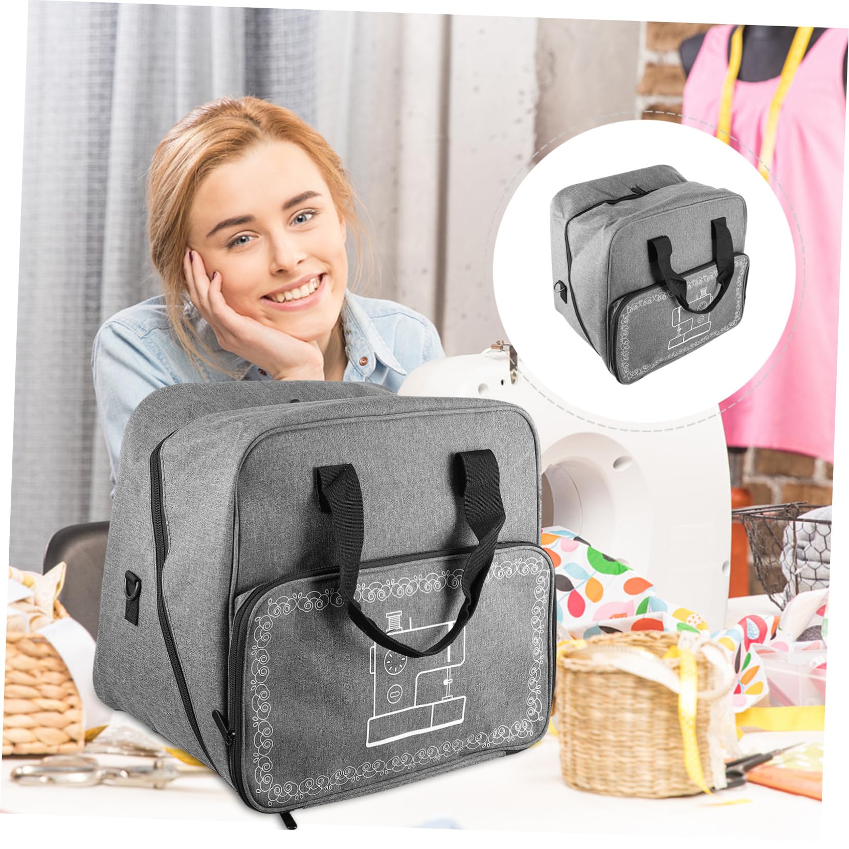 Sewroro Sac De Rangement pour Machine à Coudre Oxford Étui De Voyage Portable avec Poignée pour Ranger Outils De Couture Et Accessoires
