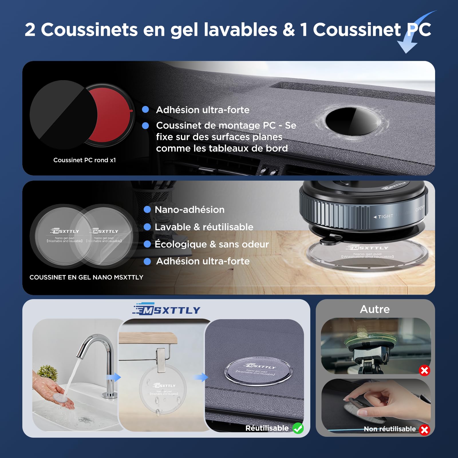 MSXTTLY Support Telephone Voiture pour Magsafe Support Telephone Voiture Magnétique, Rotation 360 Portable Aimanté Voiture pour iPhone 17 Pro Max 16-12 et Android, Vmag-S1 Noir
