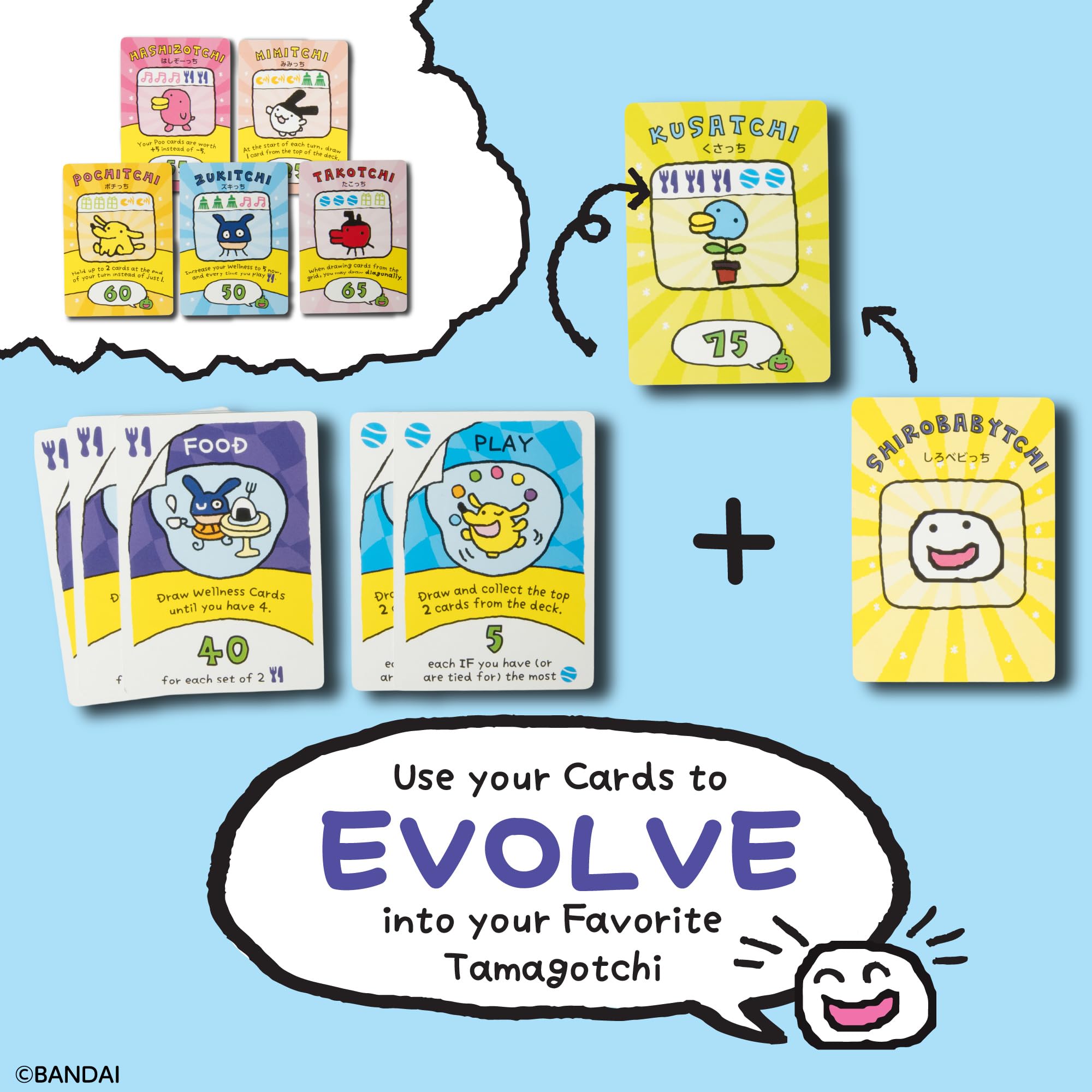 Gioco di carte Tamagotchi per bambini e famiglie 8+ | Gioco di strategia e set da collezione per 2-4 giocatori | Evolve Your Tamagotchi | Notte di giochi di carte per famiglie | Gioco ufficiale