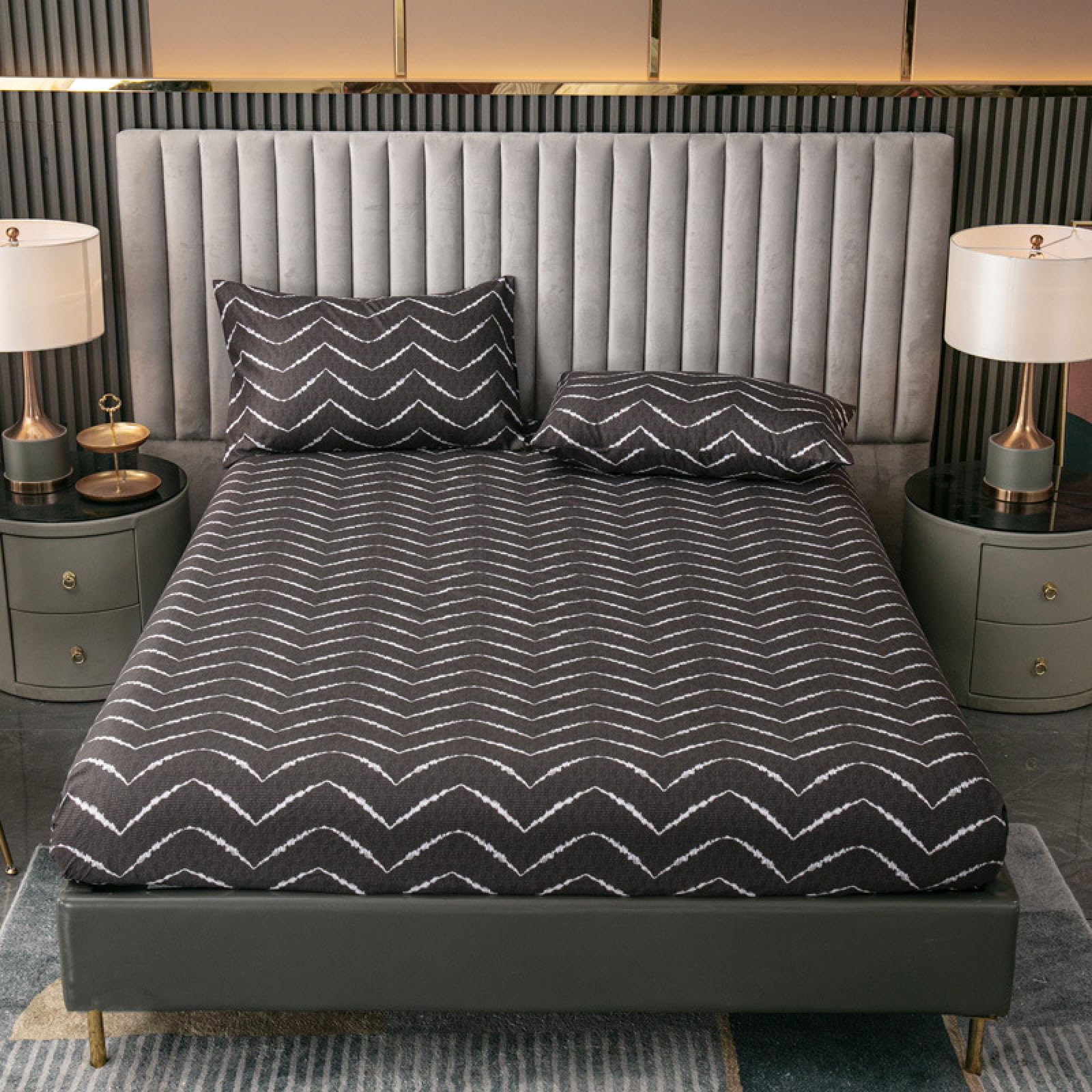 FCLDESHOP Deep Pocket Mattress Topper Cartoon Printed Polyester Fiber Bedding Fitted Sheets Suitable for Mattress Covers with 12