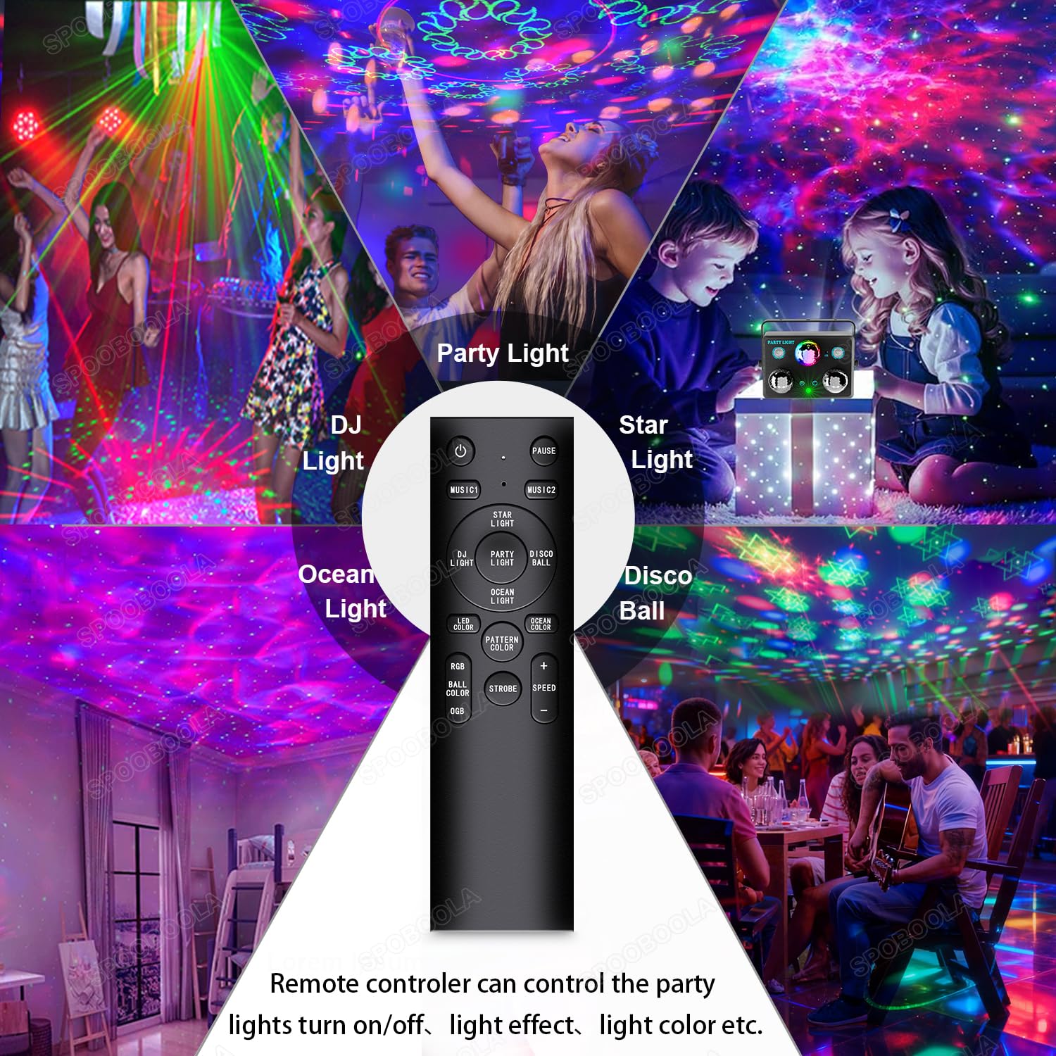 Disco Ball,Party DJ Disco Light Strobe Stage Dance Light Glow Party Sound Activated with Remote Control Rave Ocean Star Projector for Club KTV Christmas Halloween Dancing Parties Holiday Décor