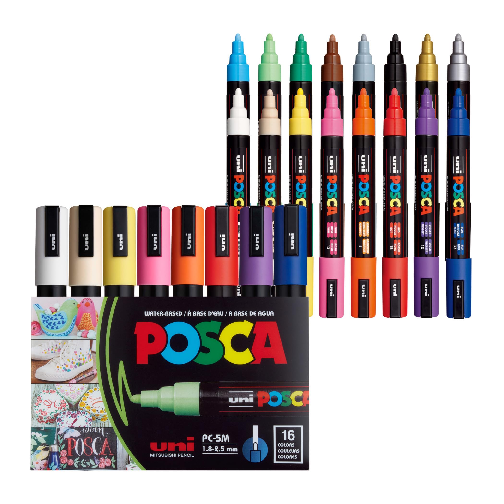 POSCA® PC-5M Water-Based Acrylic Paint Markers, Medium Tip, 16 Count