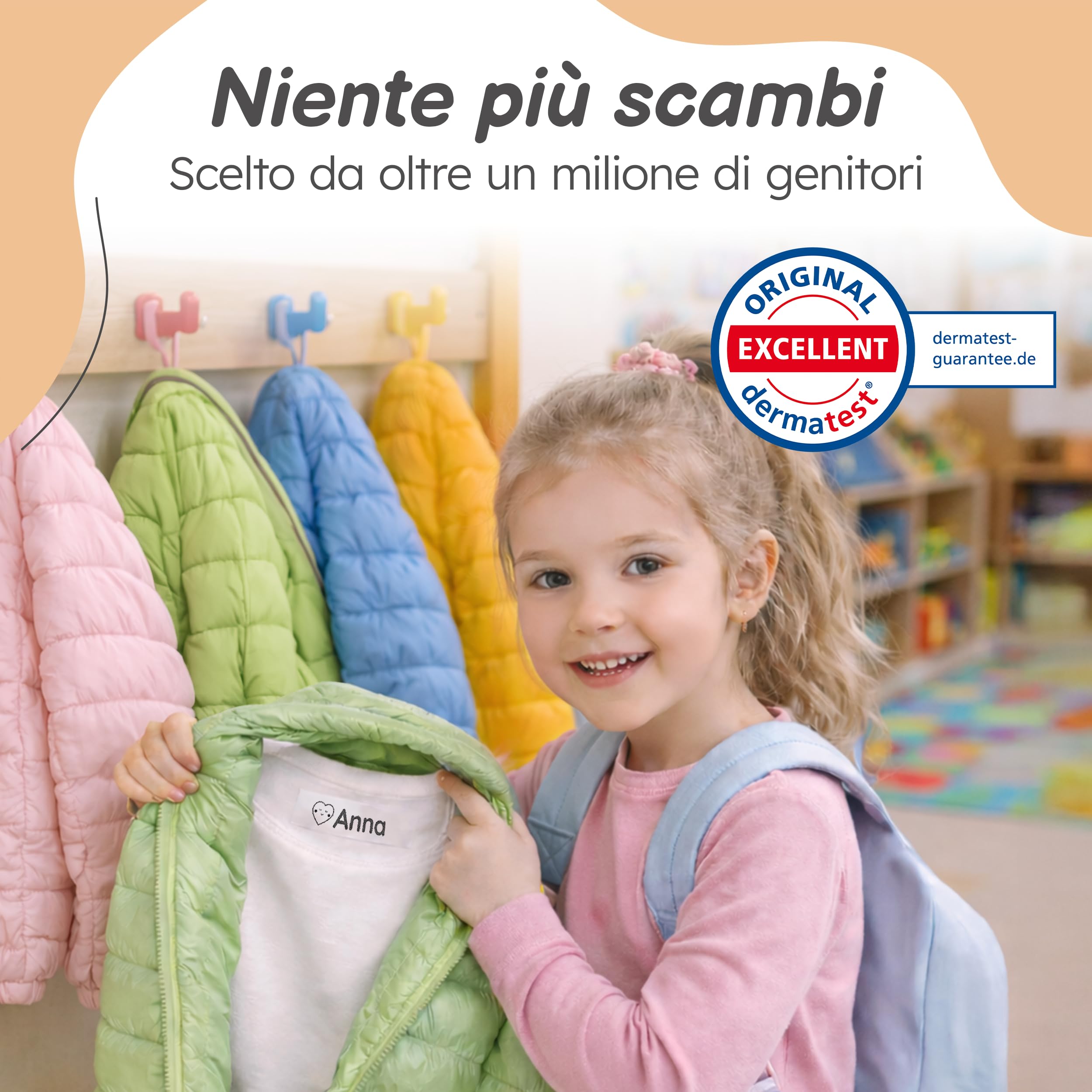 Timbro Personalizzato Per Bambini - Per Abbigliamento, Oggetti e Carta, Timbro Vestiti Bambini Asilo, Personalizzabile e Lavabile in Lavatrice