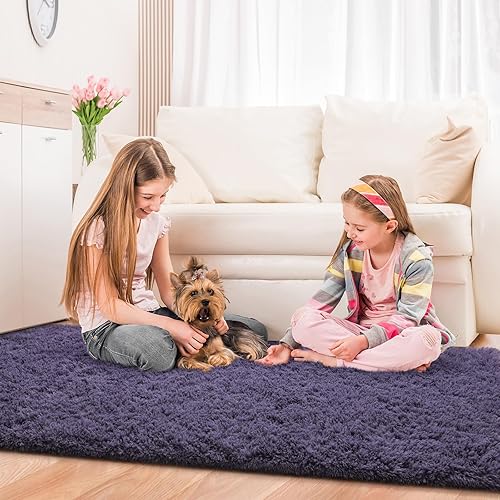 Miniatura 22 de Jelymark - Alfombra de interior peluda, mullida y supersuave para dormitorio, de 3 x 5 pies, para sala de estar, decoración del hogar, dormitorio